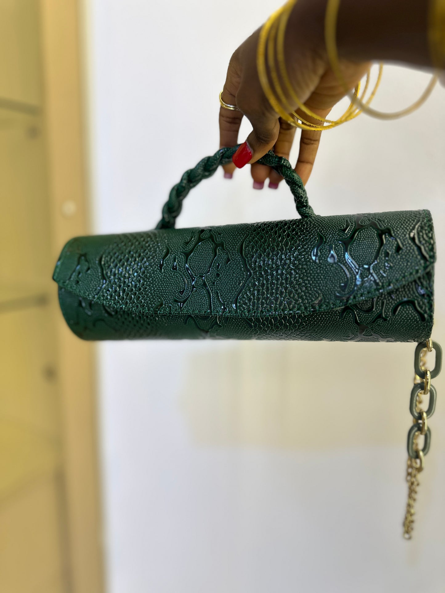 Green Cylinder Bag - Lucy