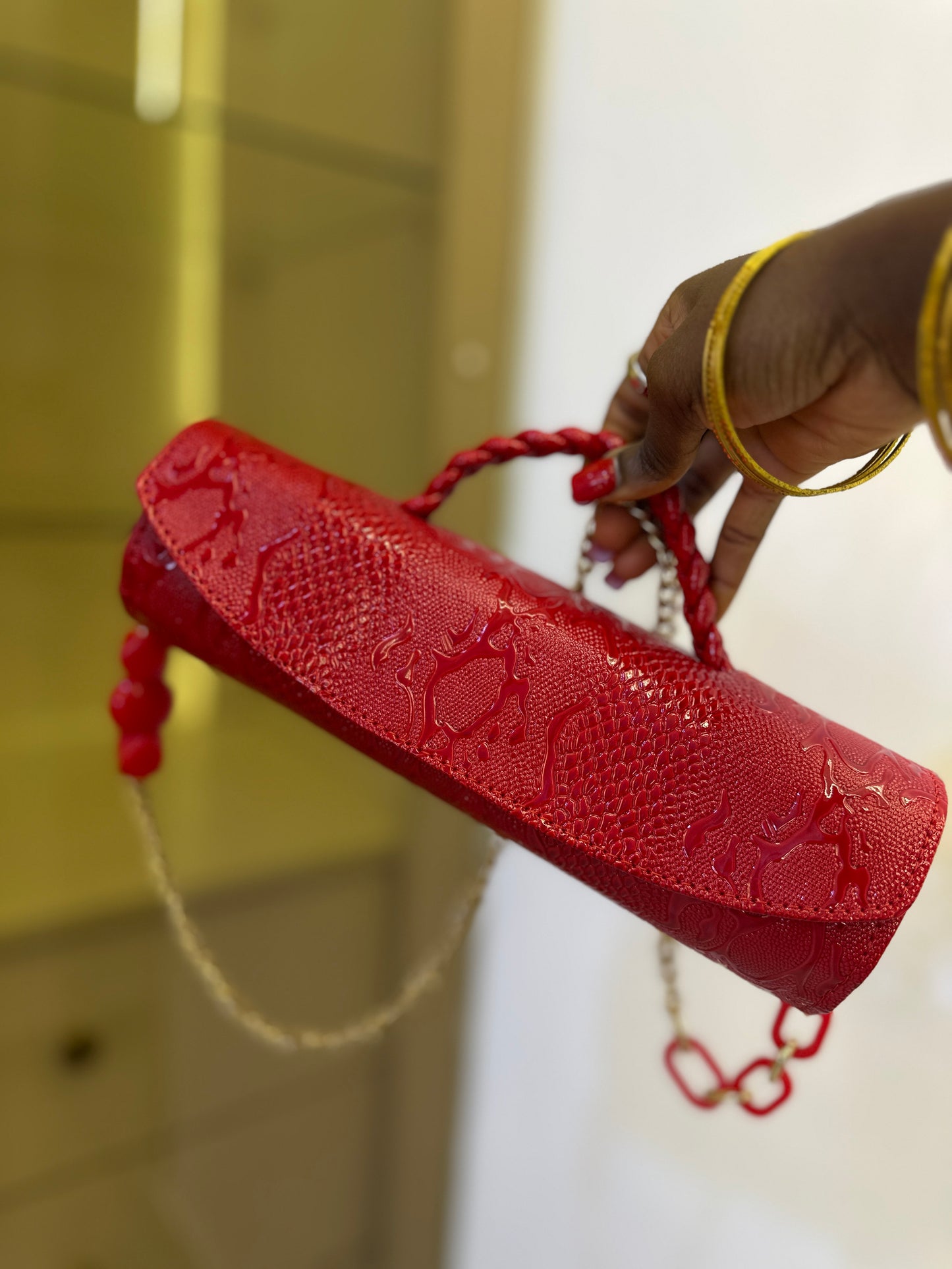 Red Cylinder Bag - Obiageli