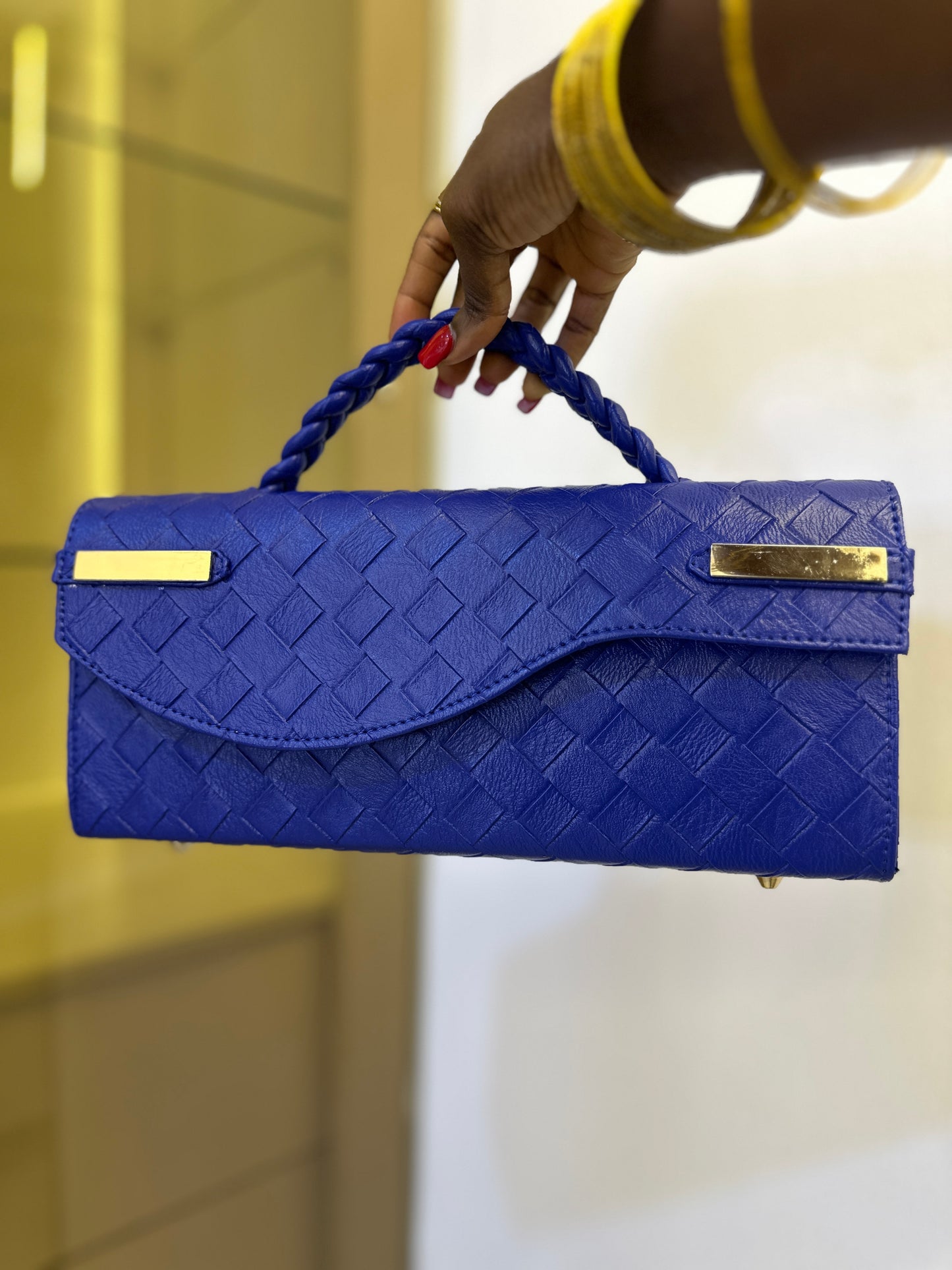 Blue Curved Flap Bag - Aisha