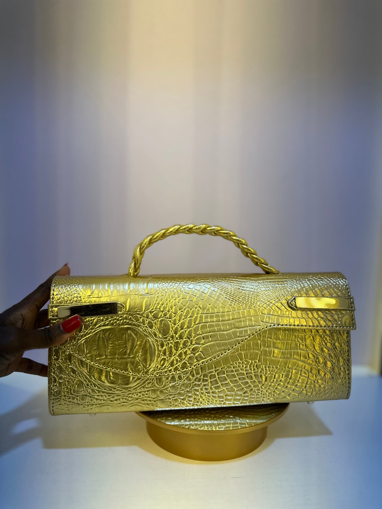 Gold Curved Flap Bag - Benita