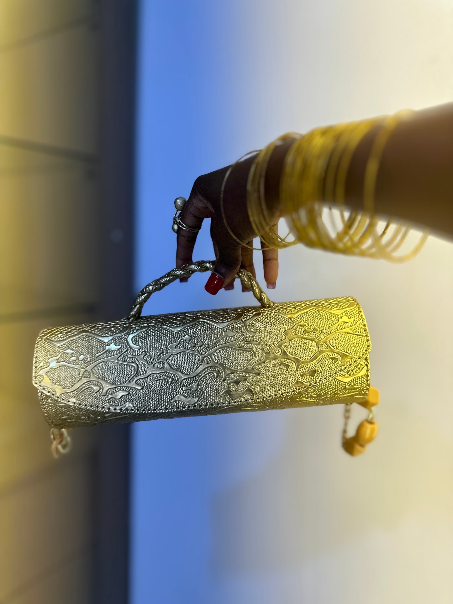 Gold Cylinder Bag - Ruth
