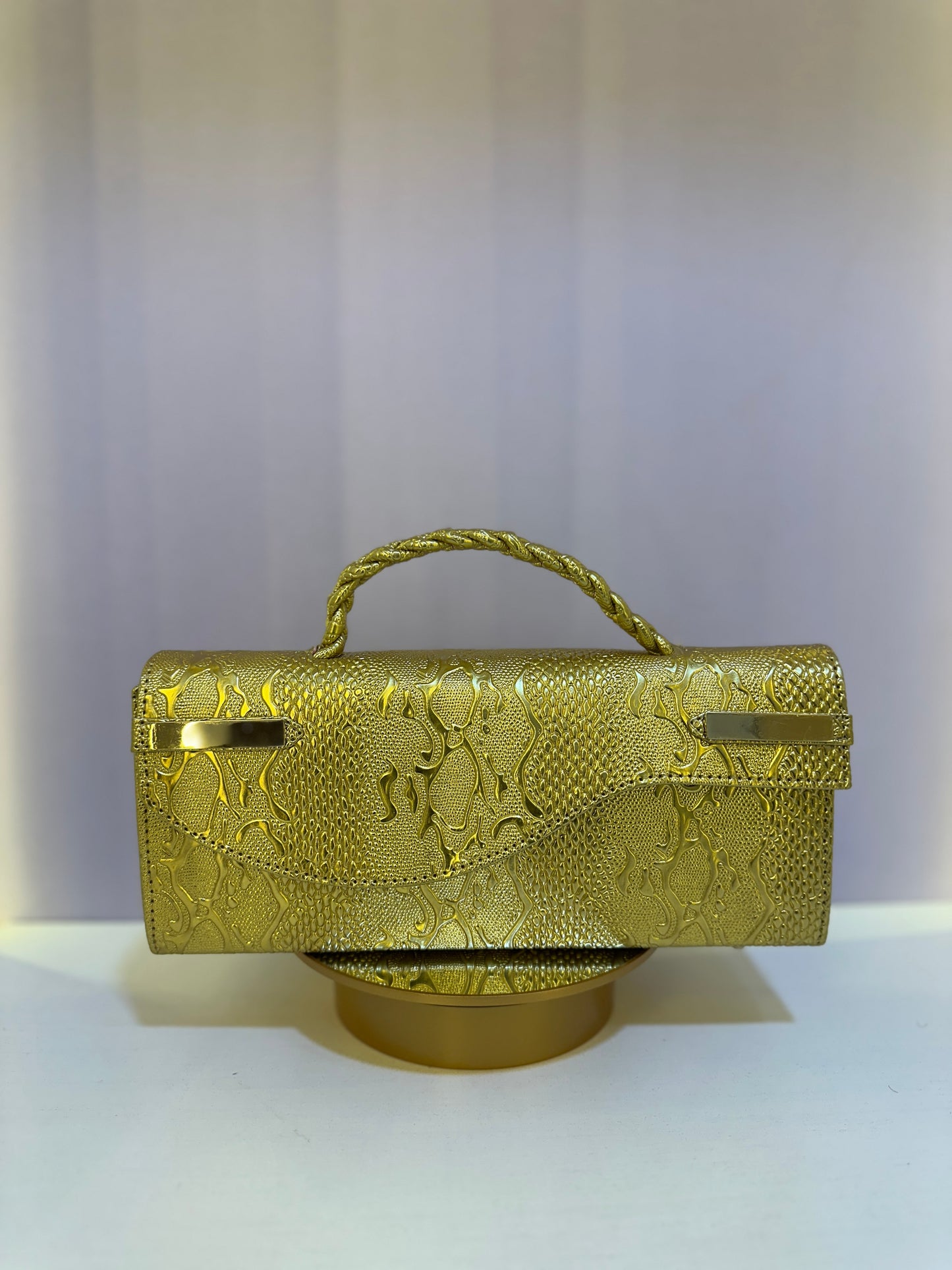 Gold Curved Flap Bag - Doreen