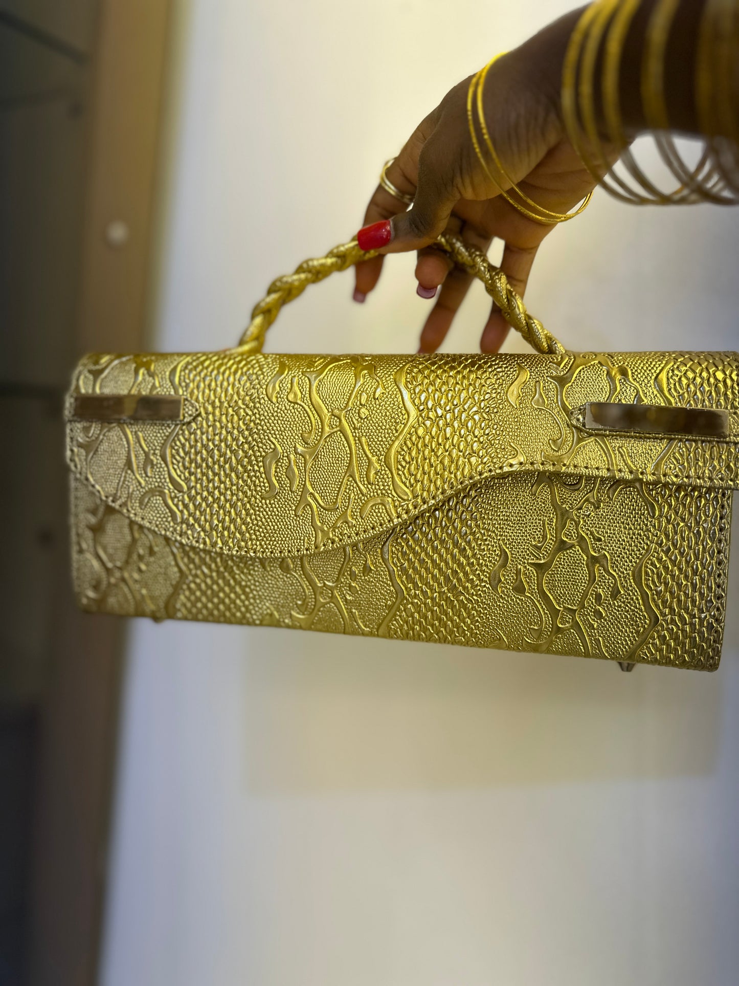 Gold Curved Flap Bag - Doreen