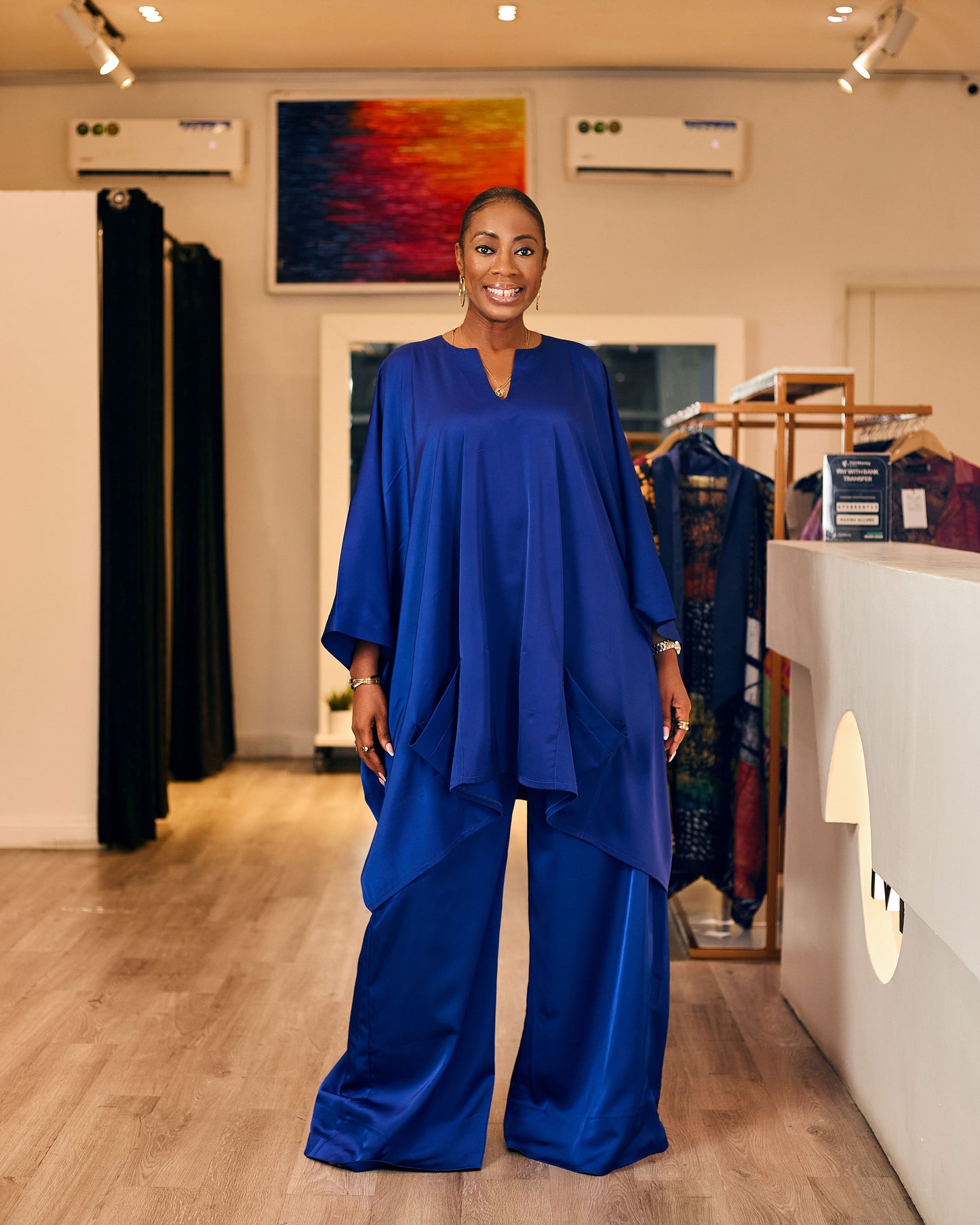 Madiba Silk Pants (Blue) Large