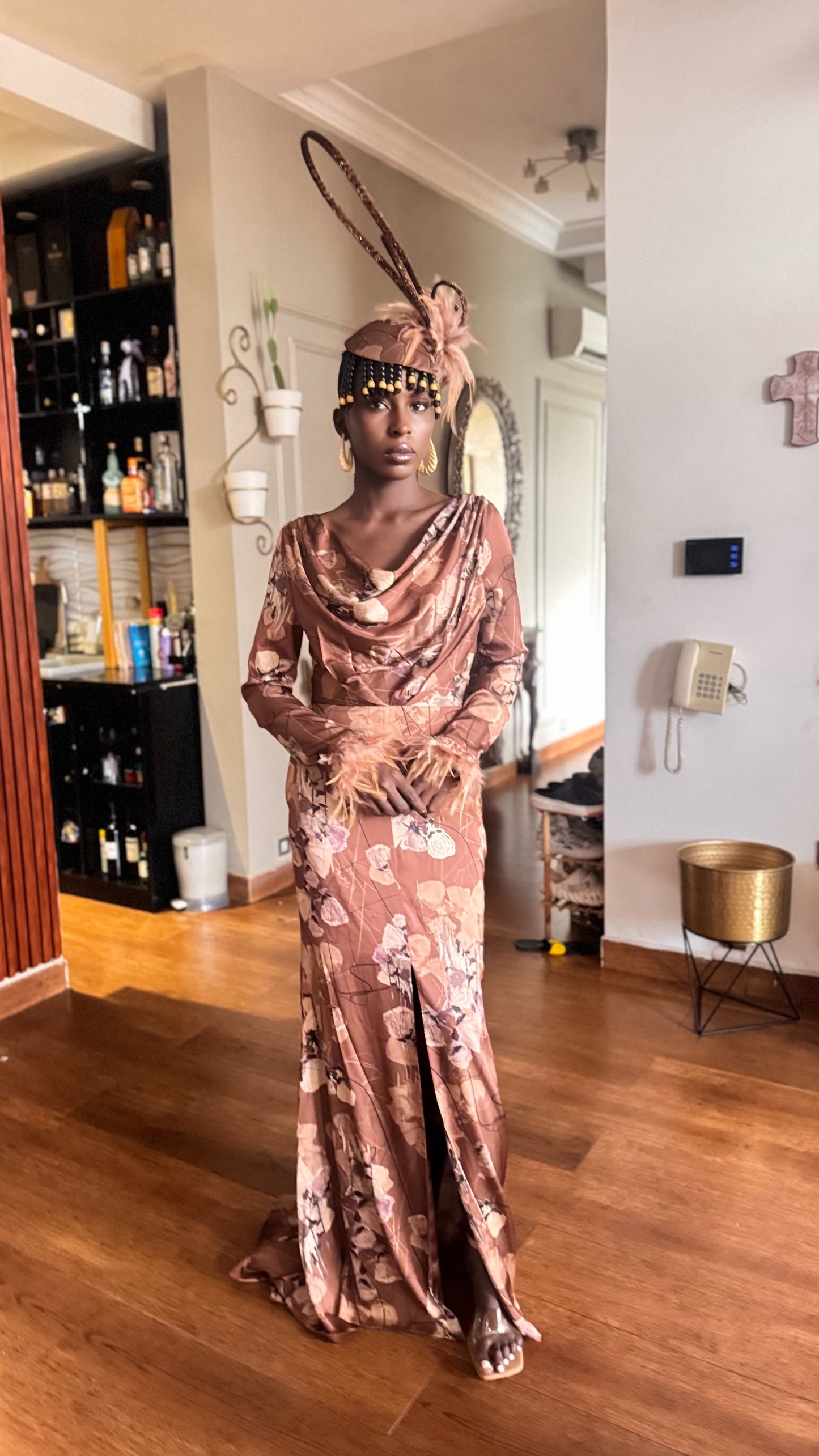 Jamilas Cowl Neck Veil Dress (Small)