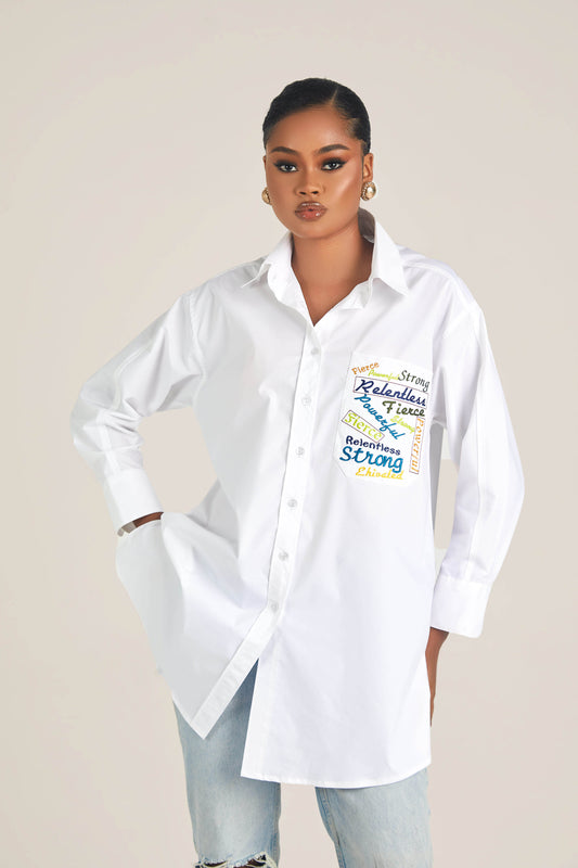OVERSIZED SHIRT (WHITE) - LARGE