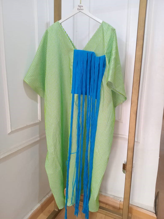 Stripes Mix Woven Agbada Midi (Mint Green) - One Size