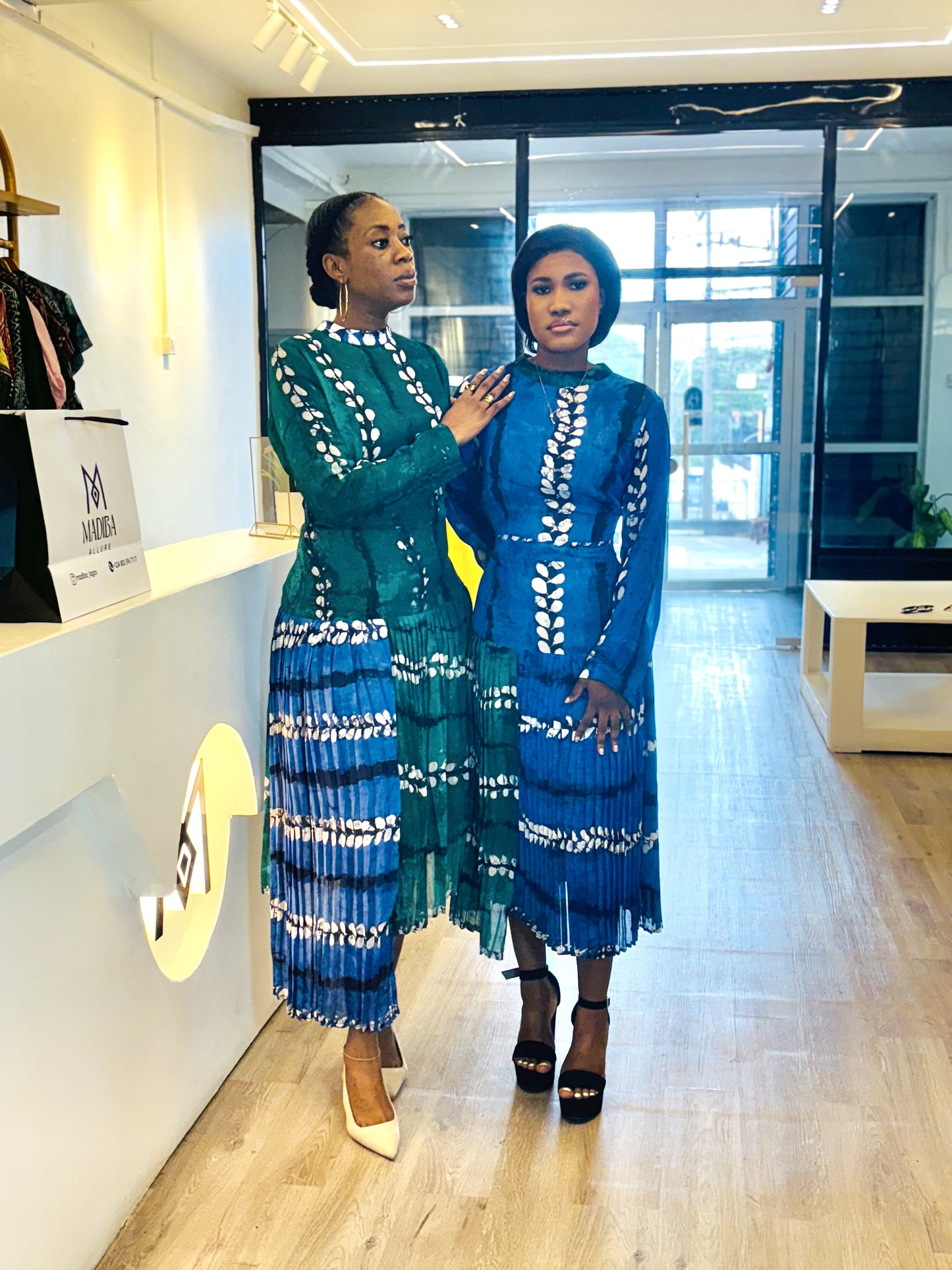 ADIRE MAXI DRESS (BLUE & GREEN)