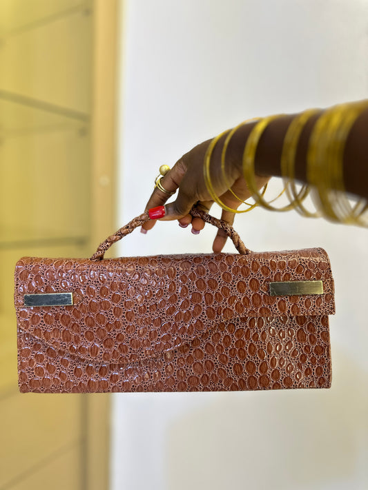 Brown Curved Flap Bag - Kate