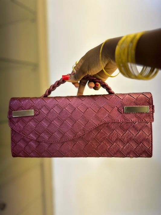 Wine Curved Flap Bag - Zainab