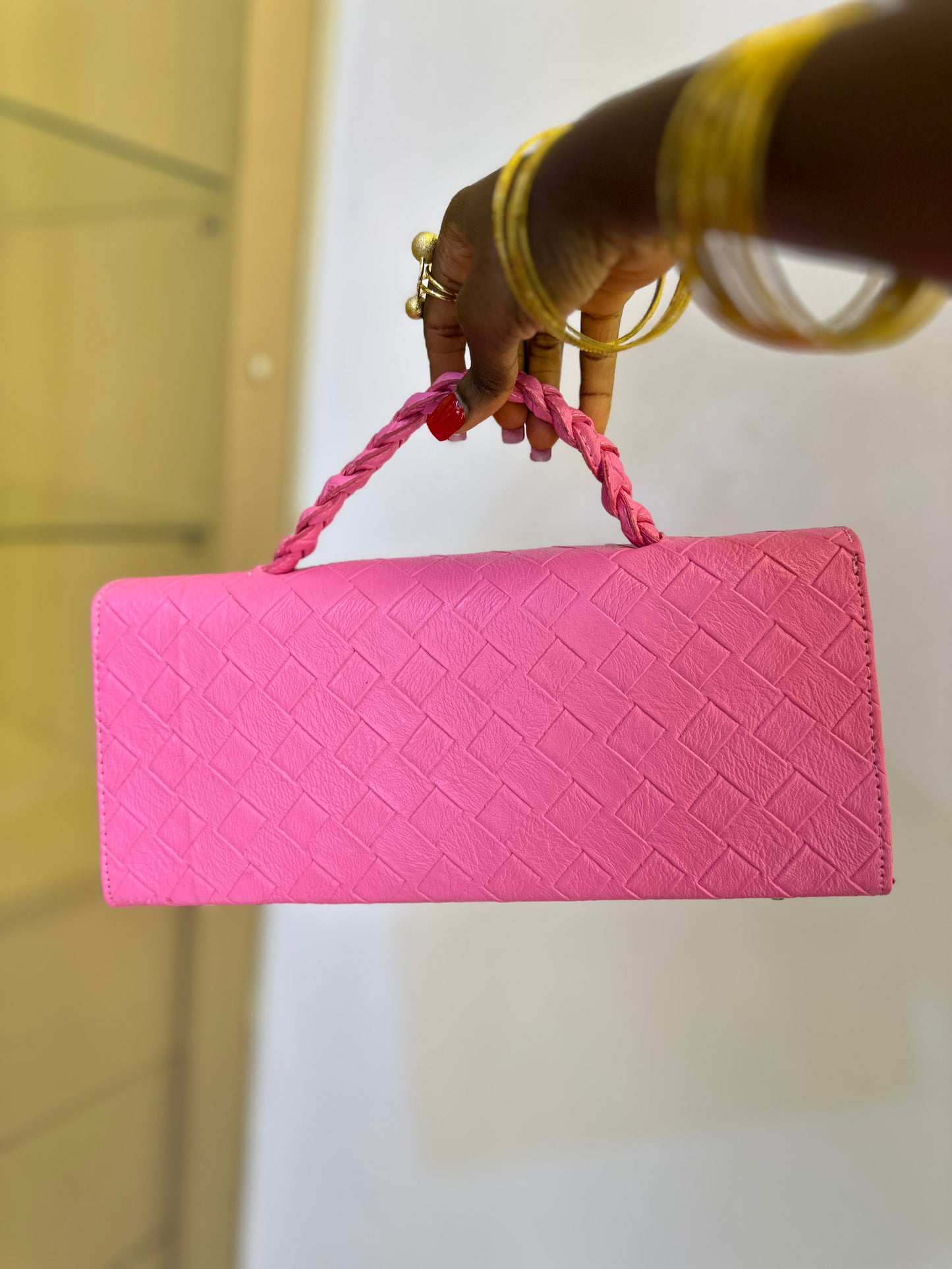 Pink Curved Flap Bag - Aisha