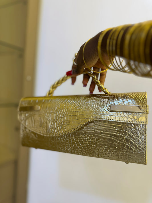 Gold Curved Flap Bag - Benita
