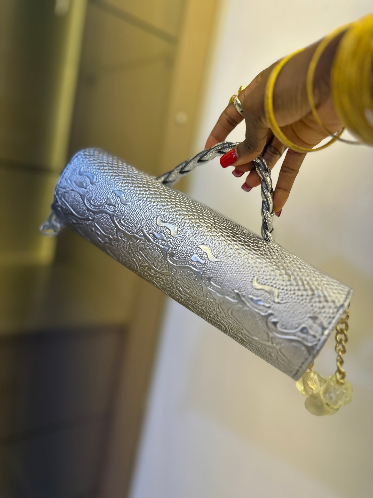 Silver Cylinder Bag - Bimpe1