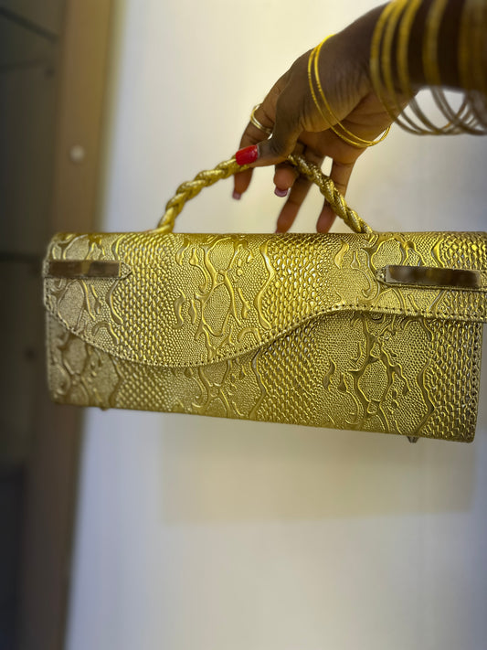 Gold Curved Flap Bag - Doreen