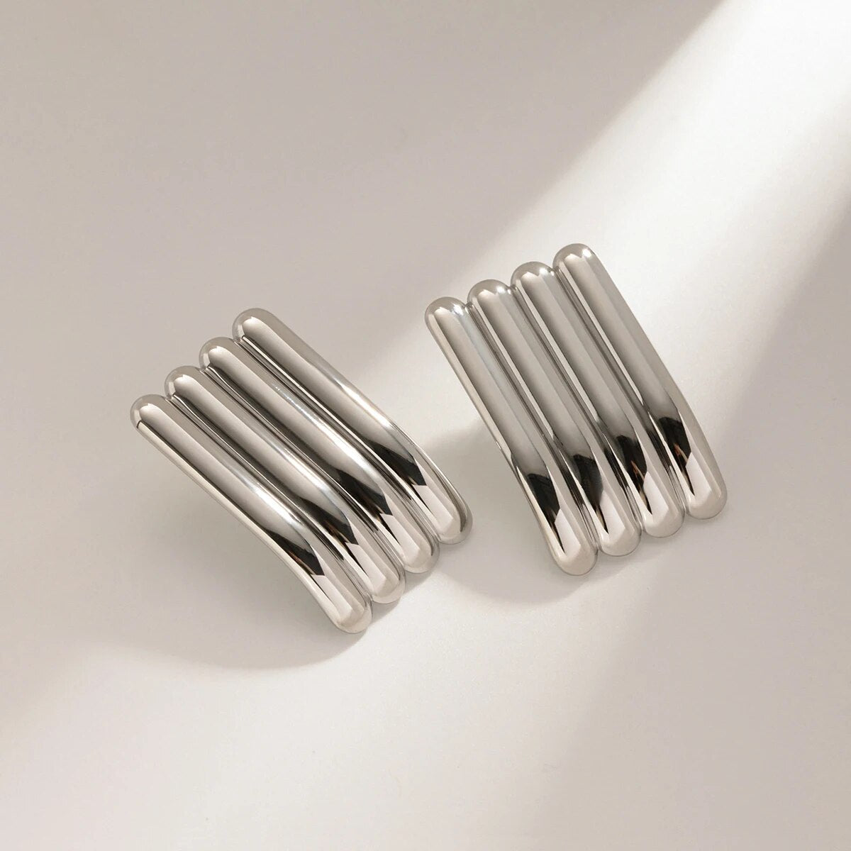 Longline rectangle studs - silver