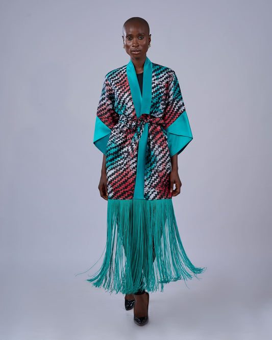 Dzifa Fringe Kimono (Green)