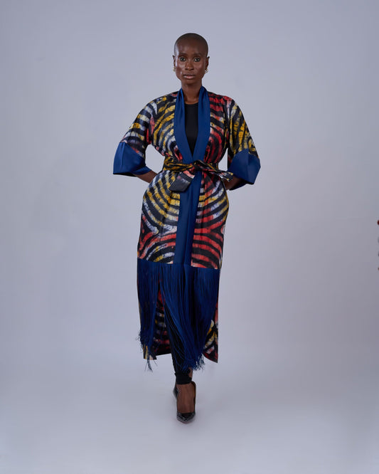 Dzifa Fringe Kimono (Navy)