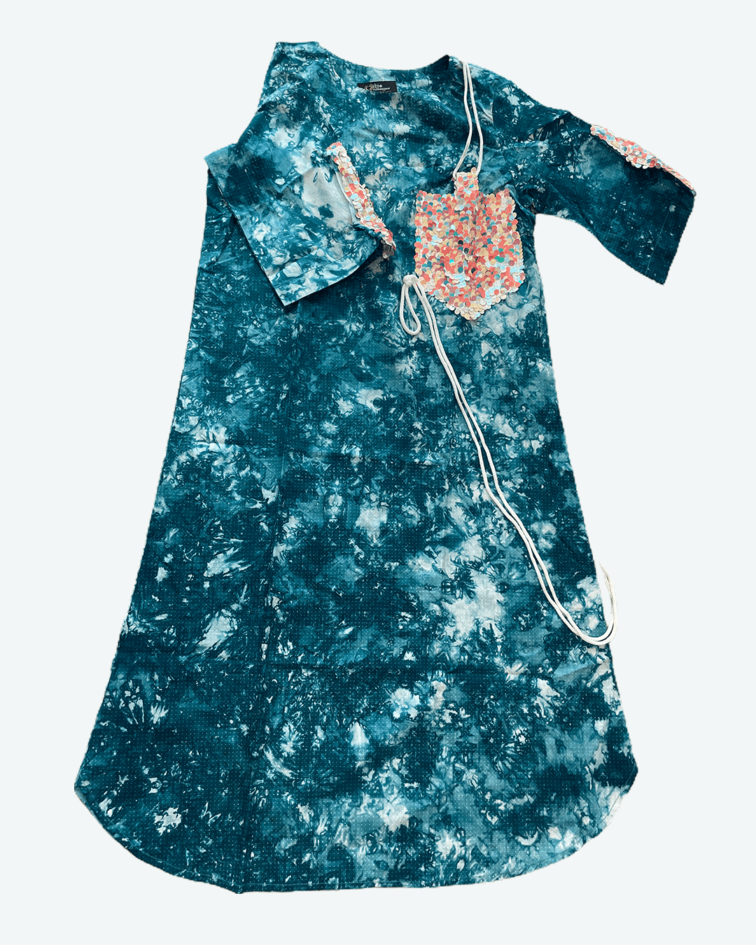 Teal Green Kaftan With Sequin Pocket (L)