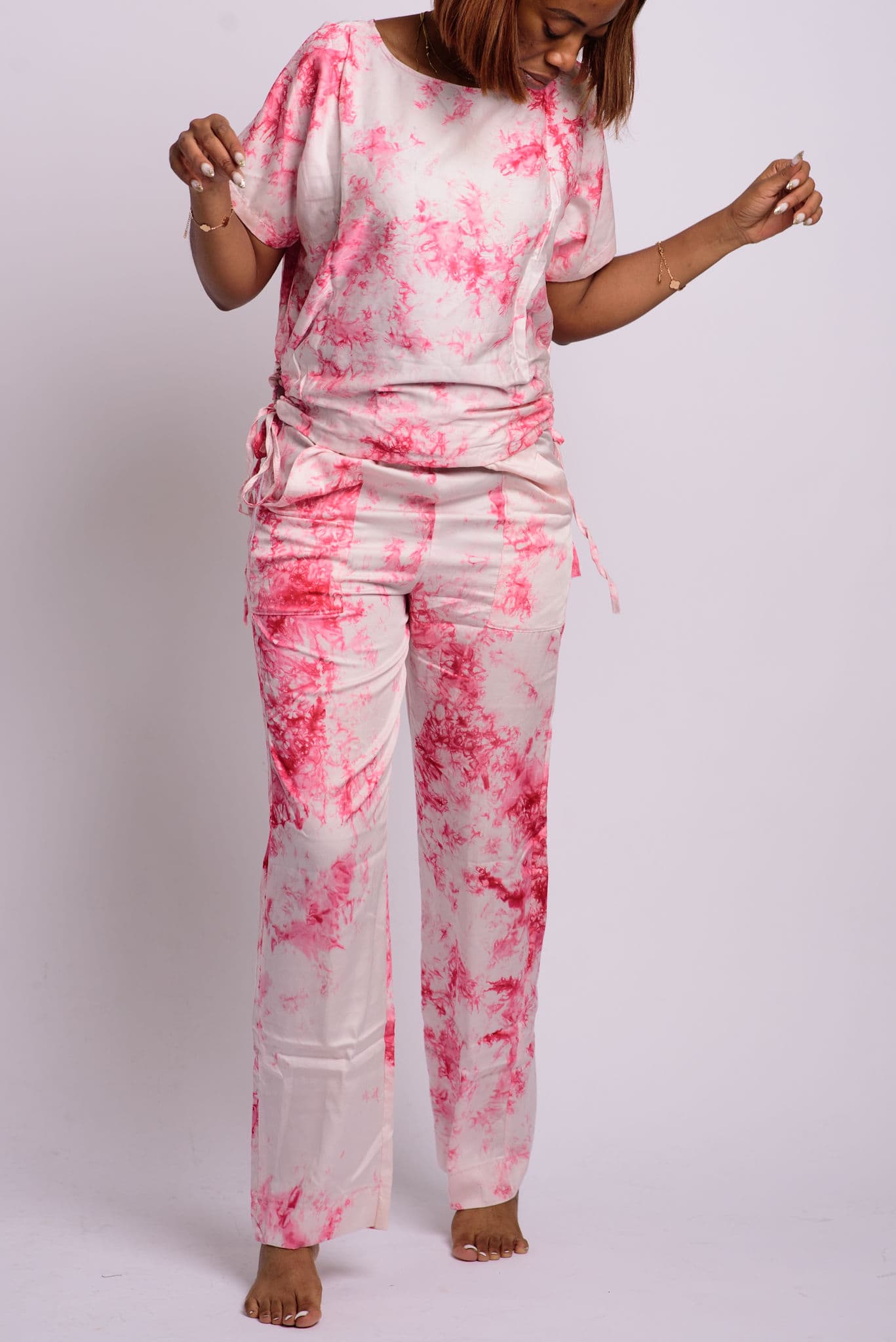 Pink And White Top & Pant