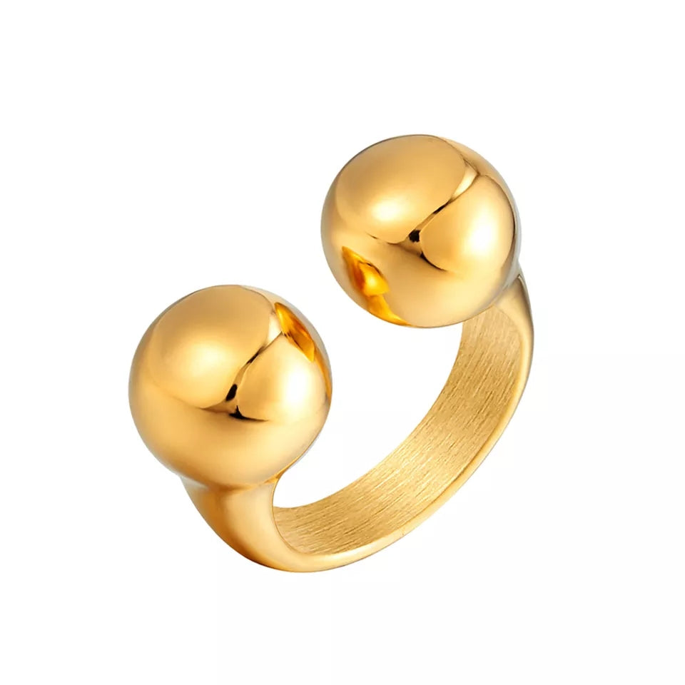 Gold 2-ball ring