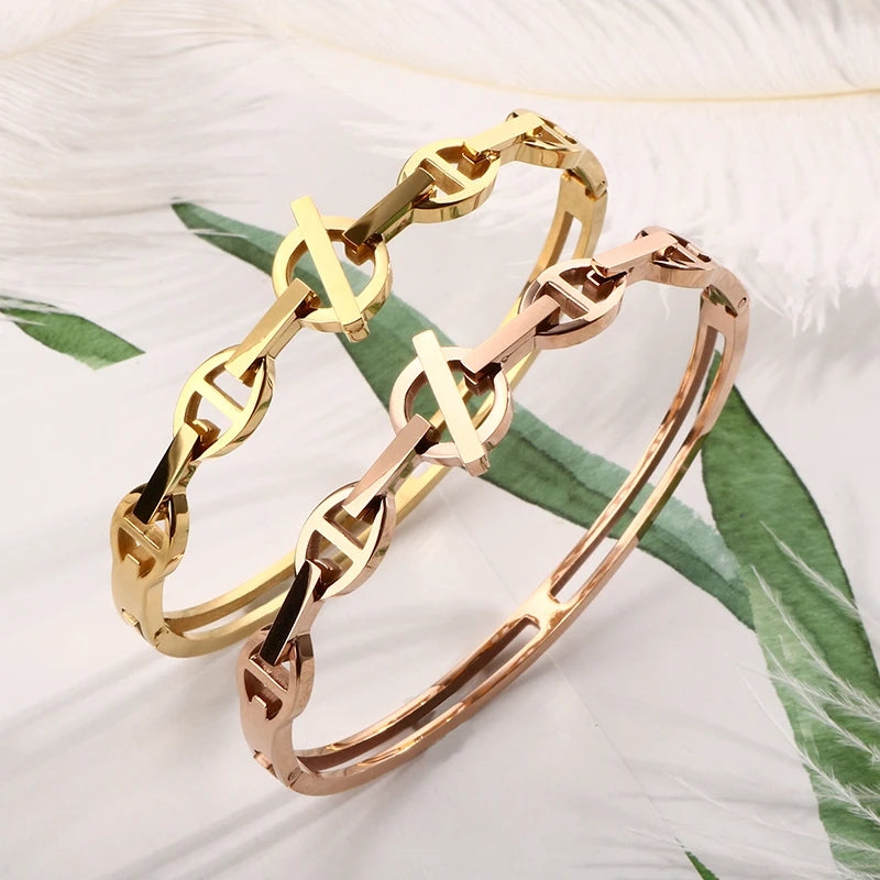 Rose gold/Gold Abstract bangle set