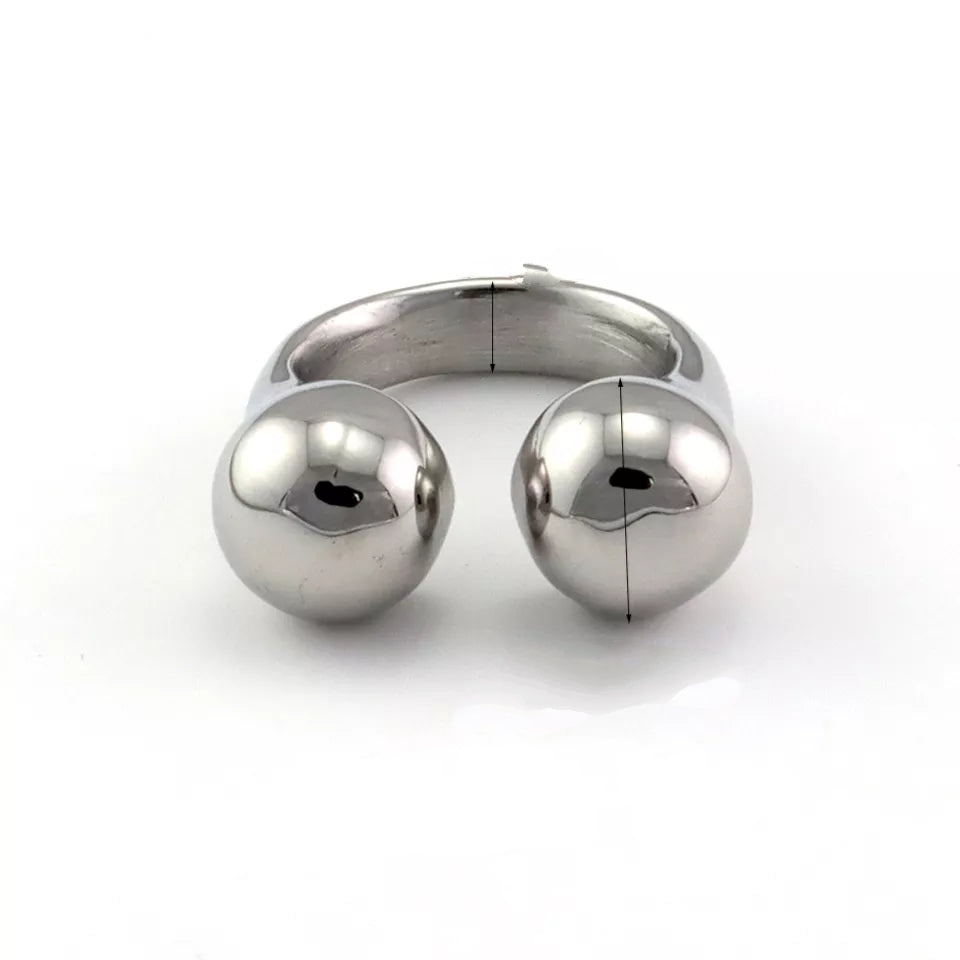 Silver 2-ball ring